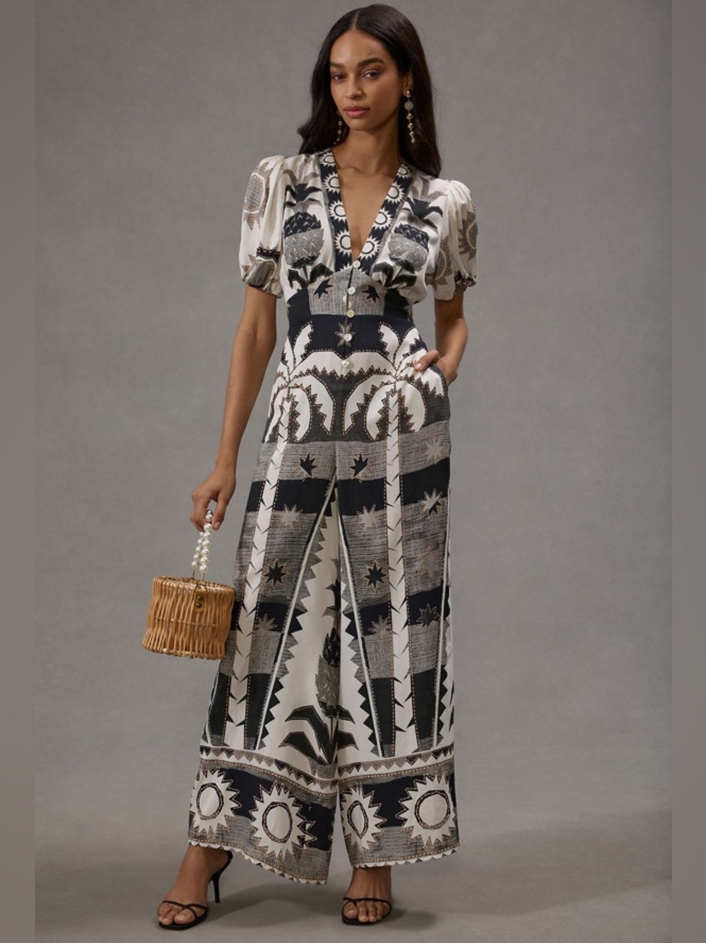 FARM Rio Puff-Sleeve Jumpsuit